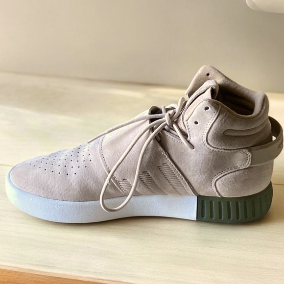 ADIDAS TUBULAR INVADER STRAP SNEAKER Neutral Color High Top Size 8  Like New - Picture 8 of 13